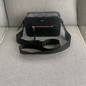 DKNY' Chelsea Dome Small Faux black Leather Zip-Top Crossbody
